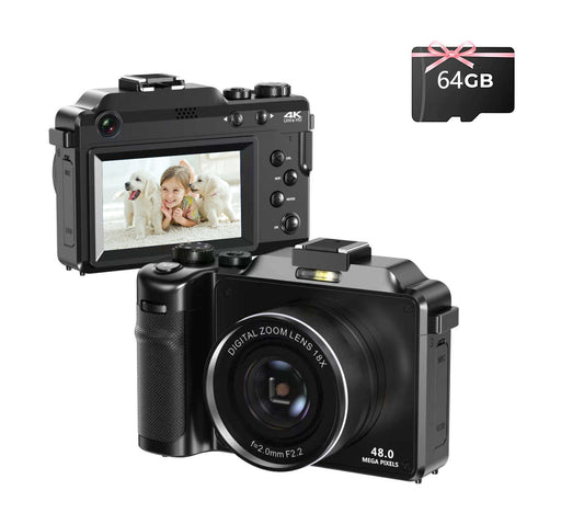 Fine Life Pro Digitalkamera doppelt 48MP, 4K-Video, 18x Zoom, Anti-Schüttel 3D-Sound Kompaktkamera (48 MP, WLAN (Wi-Fi), inkl. Doppelt 13 MegaPixel Foto-Wunder, Super Bildstabilisator)