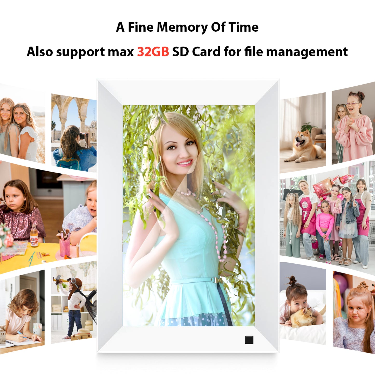 Fine Life Pro Digitaler Fotorahmen 10.1" + Holzfotorahmen 6", Körper-Sensor Digitaler Bilderrahmen (1280x800 Pixel, 32 GB, elektronischer Fotorahmen mit Frameo Foto/Video-Sharing)