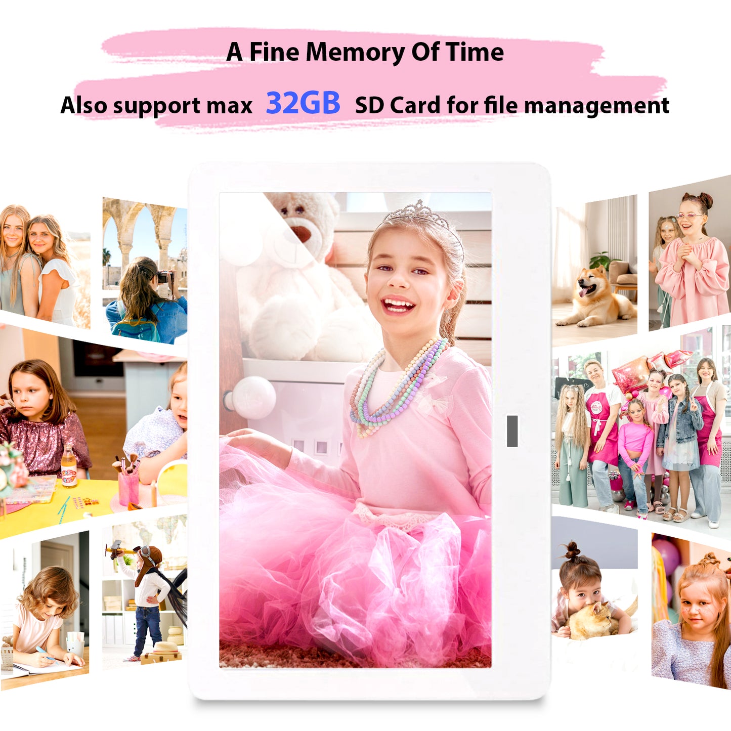 Fine Life Pro Digitaler Bilderrahmen (Digital-Fotorahmen mit 1024x600 Display, inklusive Fernbedienung, Fotos/Musik/Videos über USB/SD-Karte abspielbar. Kalenderanzeige)