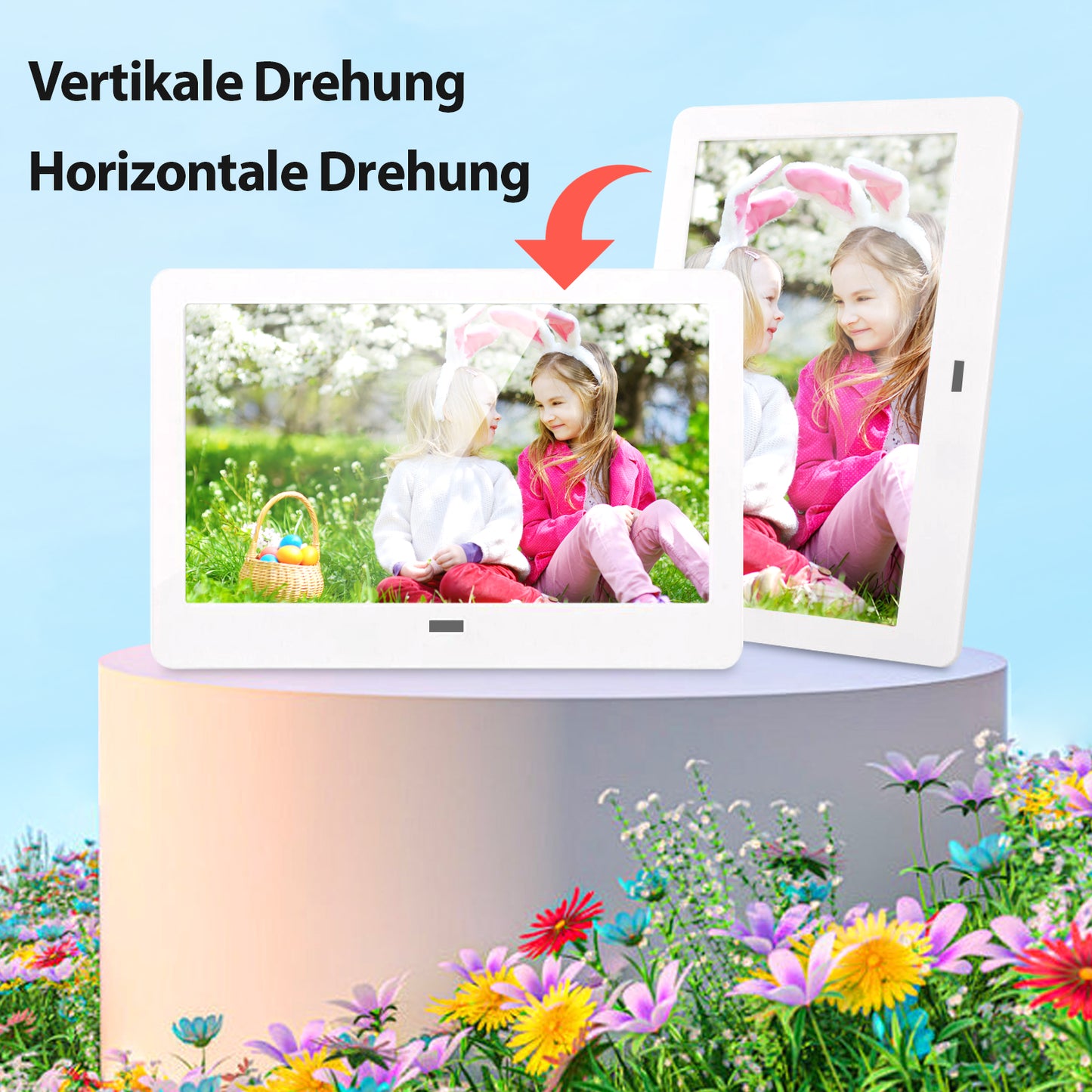 Fine Life Pro Digitaler Bilderrahmen (Digital-Fotorahmen mit 1024x600 Display, inklusive Fernbedienung, Fotos/Musik/Videos über USB/SD-Karte abspielbar. Kalenderanzeige)