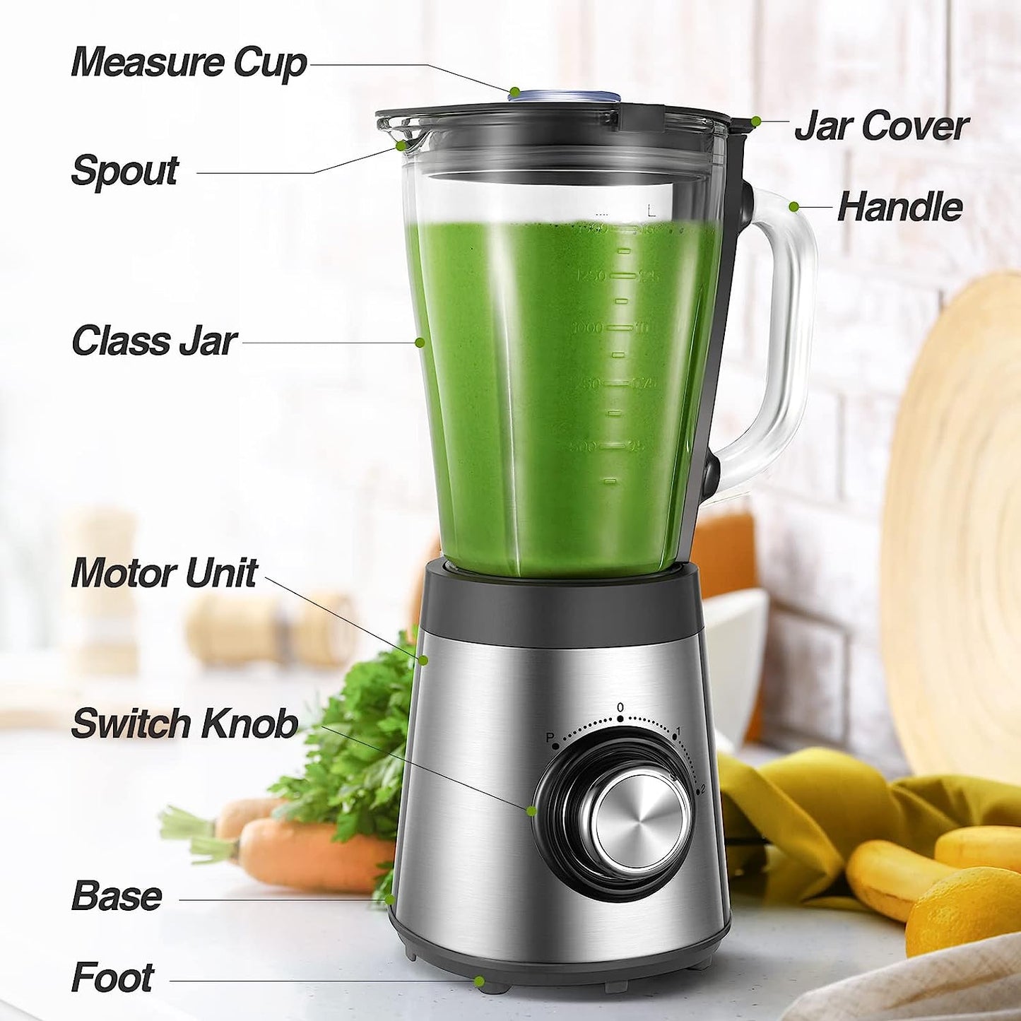 Fine Life Pro Edesltahl Blender 500W, Standmixer