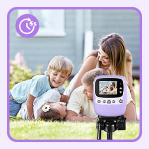 30MP Kinder Sofortbildkamera, 1080p Digitalkamera, Lila Kuh