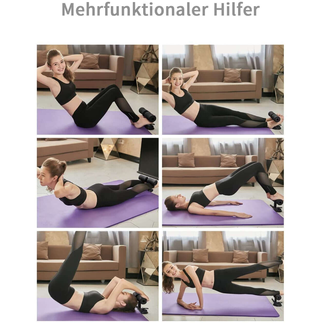 Tragbarer und selbstansaugender Sit-up Bar Bauchtrainer, 2 Stangen