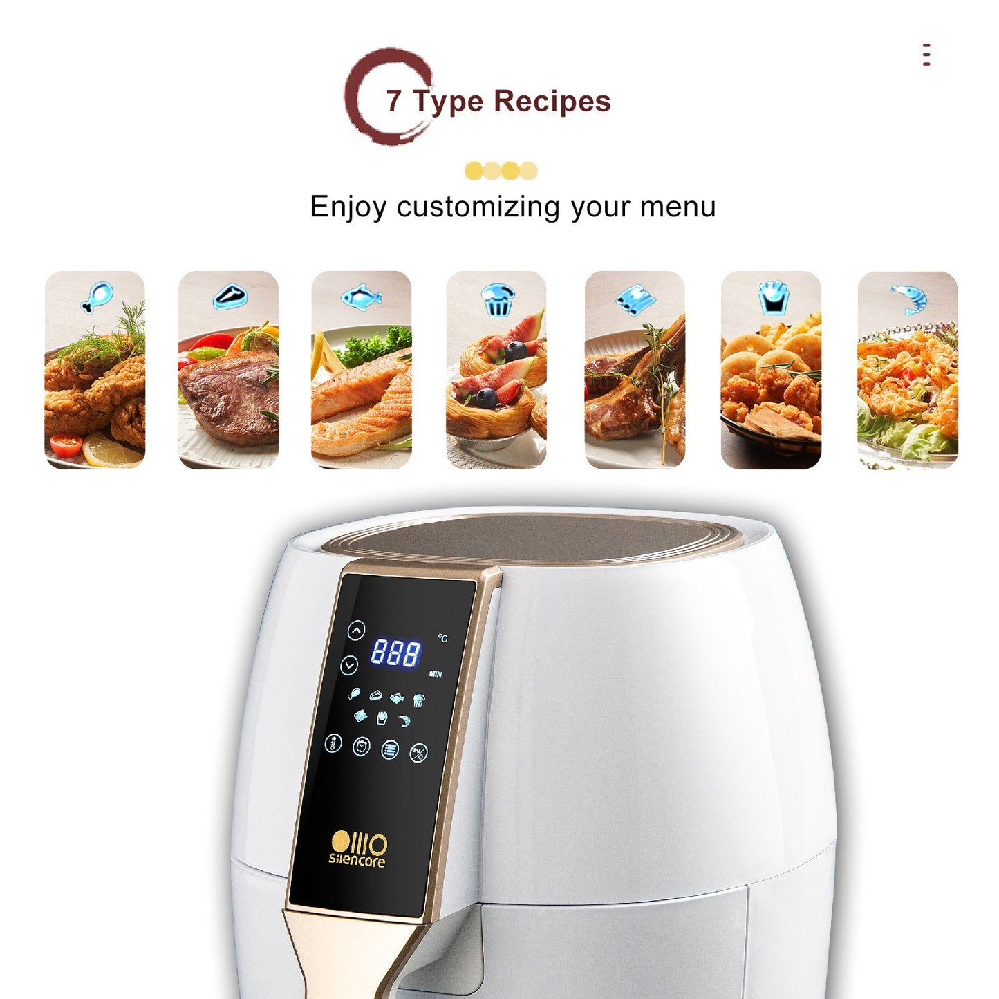 Fine Life Pro Heißluftfritteuse Air Fryer, 1400W Küchengerät, Automatische Abschaltung mit Überhitzungsschutz