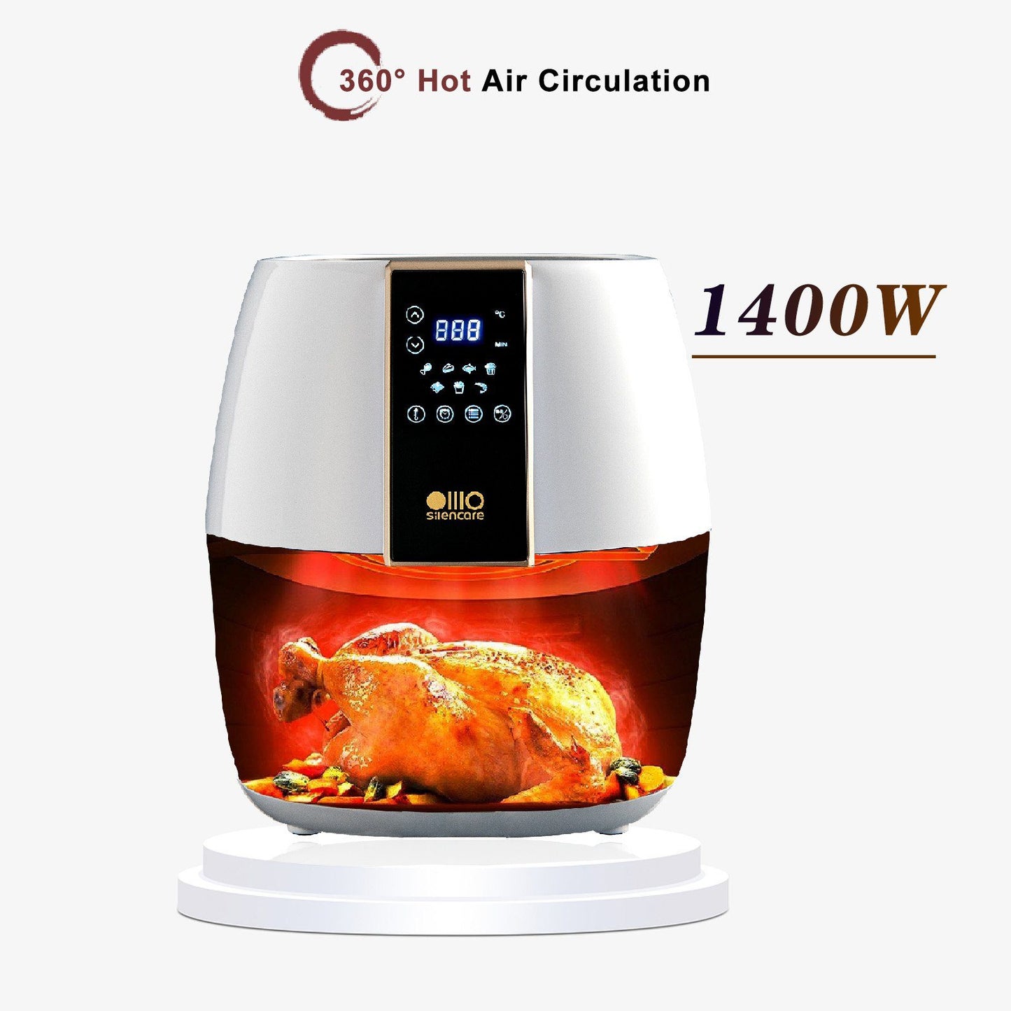 Fine Life Pro Heißluftfritteuse Air Fryer, 1400W Küchengerät, Automatische Abschaltung mit Überhitzungsschutz
