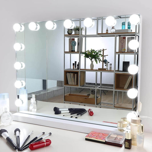 Hollywood Makeup Spiegel,  Kosmetikspiegel (58 cm x 46 cm), Weiß