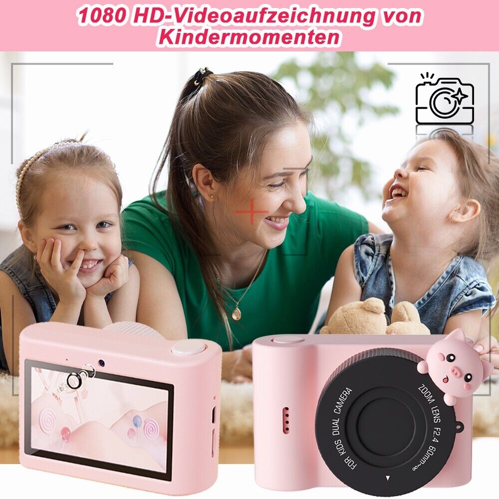 Kinderkamera 48MP 1080P HD Videokamera Kinder Selfie Kamera Touchscreen Kamera Kinder Camcorder Spielzeugkamera, WiFi DigitalKamera Fotokamera mit 32GB SD-Karte, Weihnachten Geschenke für Kinder