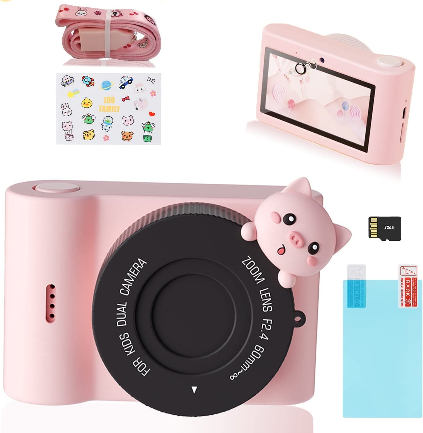 Kinderkamera 48MP 1080P HD Videokamera Kinder Selfie Kamera Touchscreen Kamera Kinder Camcorder Spielzeugkamera, WiFi DigitalKamera Fotokamera mit 32GB SD-Karte, Weihnachten Geschenke für Kinder